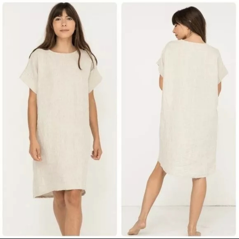 Elizabeth Suzann taupe linen dress OS